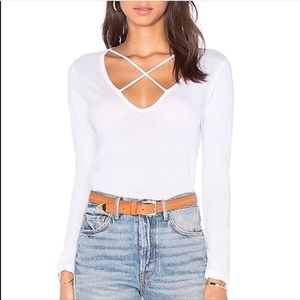 NWT Cross Front Long Sleeve Tee Shirt, Size M